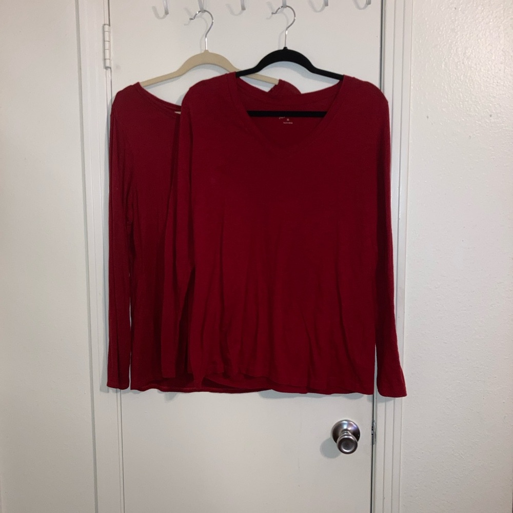 Bundle of Maurices and Arizona Jean Deep Red Long Sleeve Tops